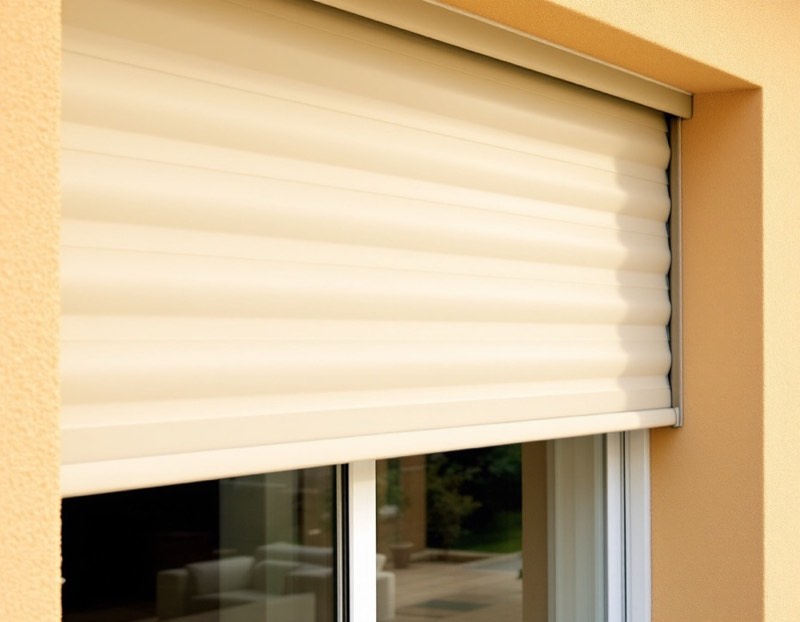 Volet roulant aluminium sur une façade ocre